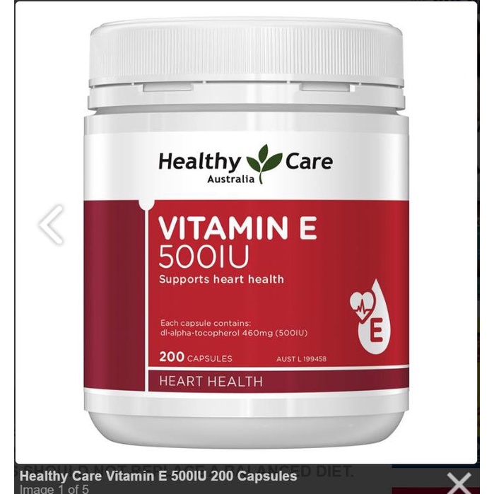 Viên uống vitamin e 500iu healthy care 200 viên úc, giúp đẹp da, chậm lão hóa