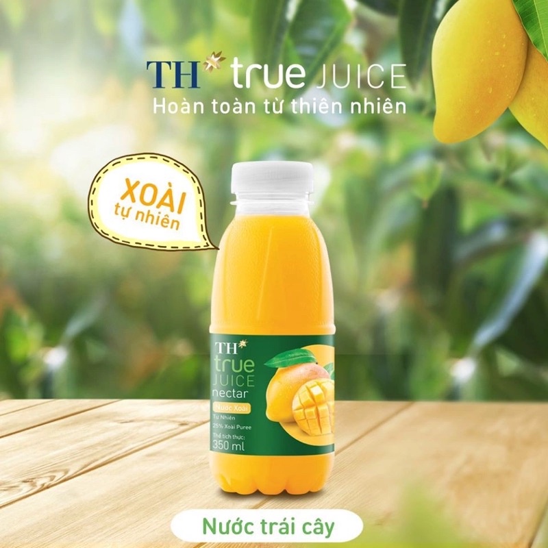 LỐC 6 CHAI NƯỚC TRÁI CÂY XOÀI TỰ NHIÊN – TH TRUE JUICE NECTAR 350ml