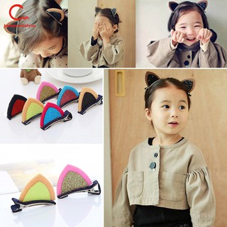 1 Cặp Kẹp Tóc Hình Tai Mèo Dễ Thương Cho Bé Gái