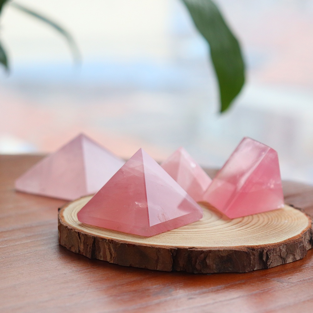Đá Thanh Tẩy Kim Tự Tháp Rose Quartz Size Lớn 3-4-5 Cm DA47