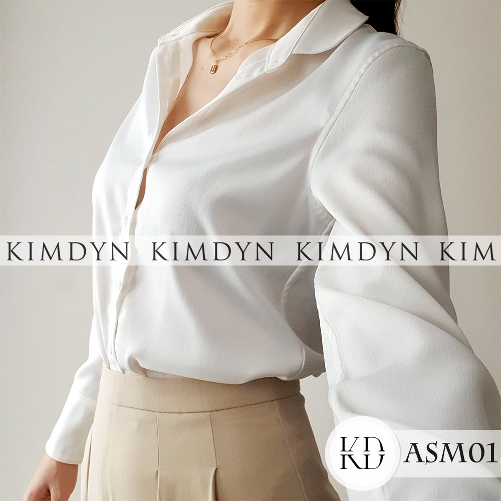 Áo sơ mi nữ lụa satin cổ điển sang trọng KimDyn [KDASM01]