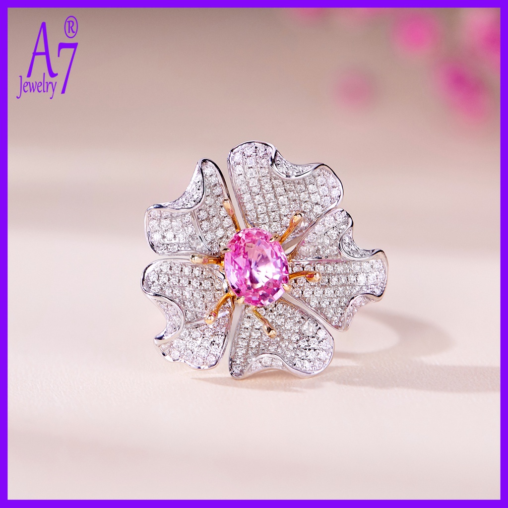 Nhẫn đính kim cương giả hai màu sang trọng