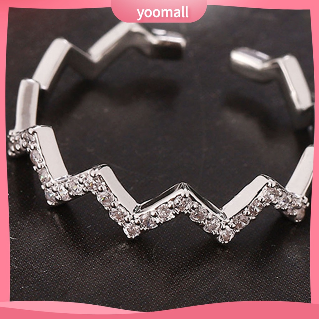 Yomall♡ Nhẫn Hình Gợn Sóng Bằng Hợp Kim Có Thể Điều Chỉnh Kích Thước