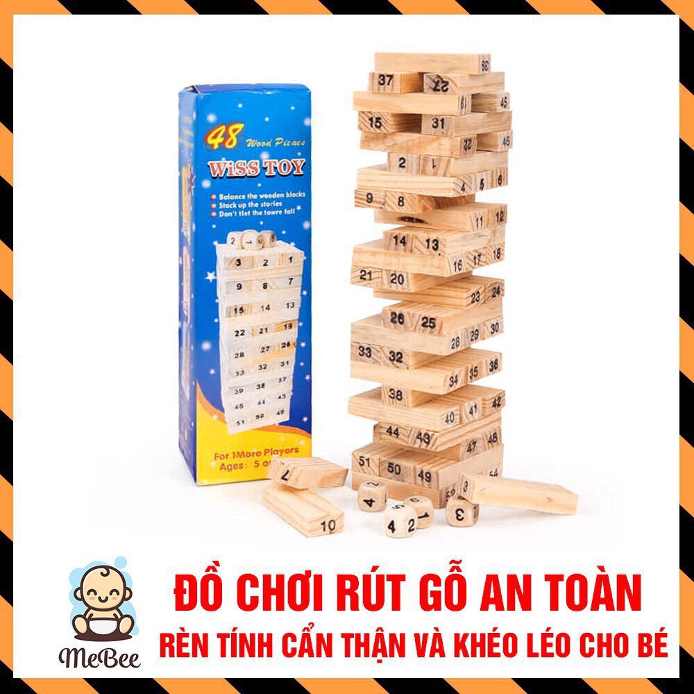 Trò Chơi Rút Gỗ 54 Thanh Kèm 4 Xúc Xắc 0079843 TỔNG KHO SỈ VP88