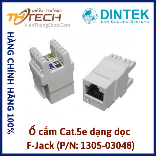 Ổ cắm mạng Dintek Cat5e F-Jack dạng đứng (1305-03048)