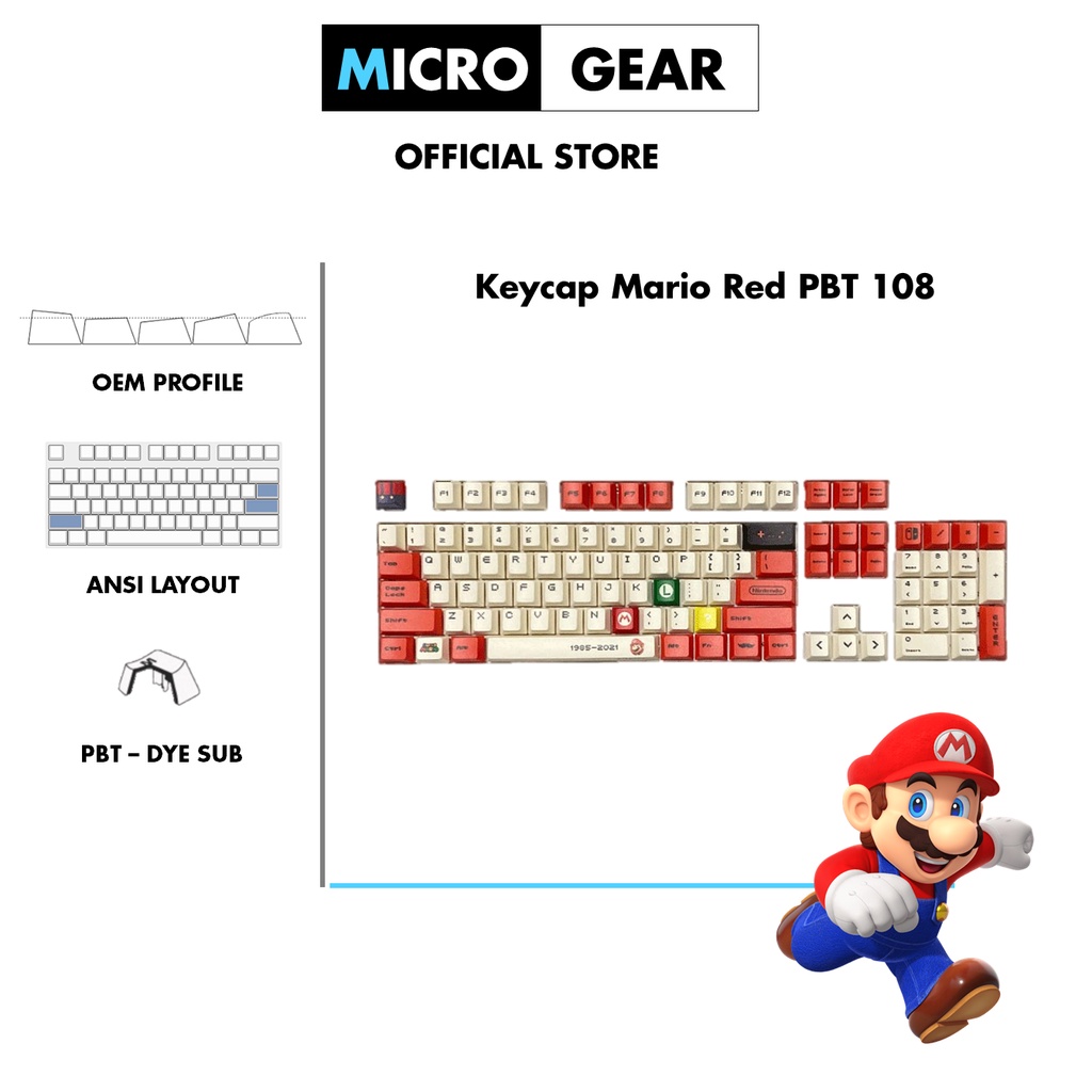 Bộ Keycap Mario 123 phím (Chất liệu PBT / Dye-Sub /Cherry Profile/ ANSI Layout )