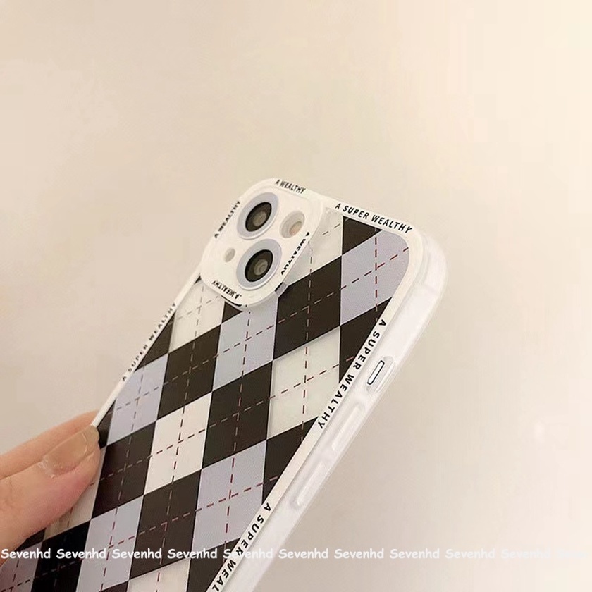 Ốp điện thoại họa tiết lưới đen trắng thời trang thích hợp cho iPhone 13 12 11 Pro Max SE2020 X XR XS Max 8 7 6 6s Plus