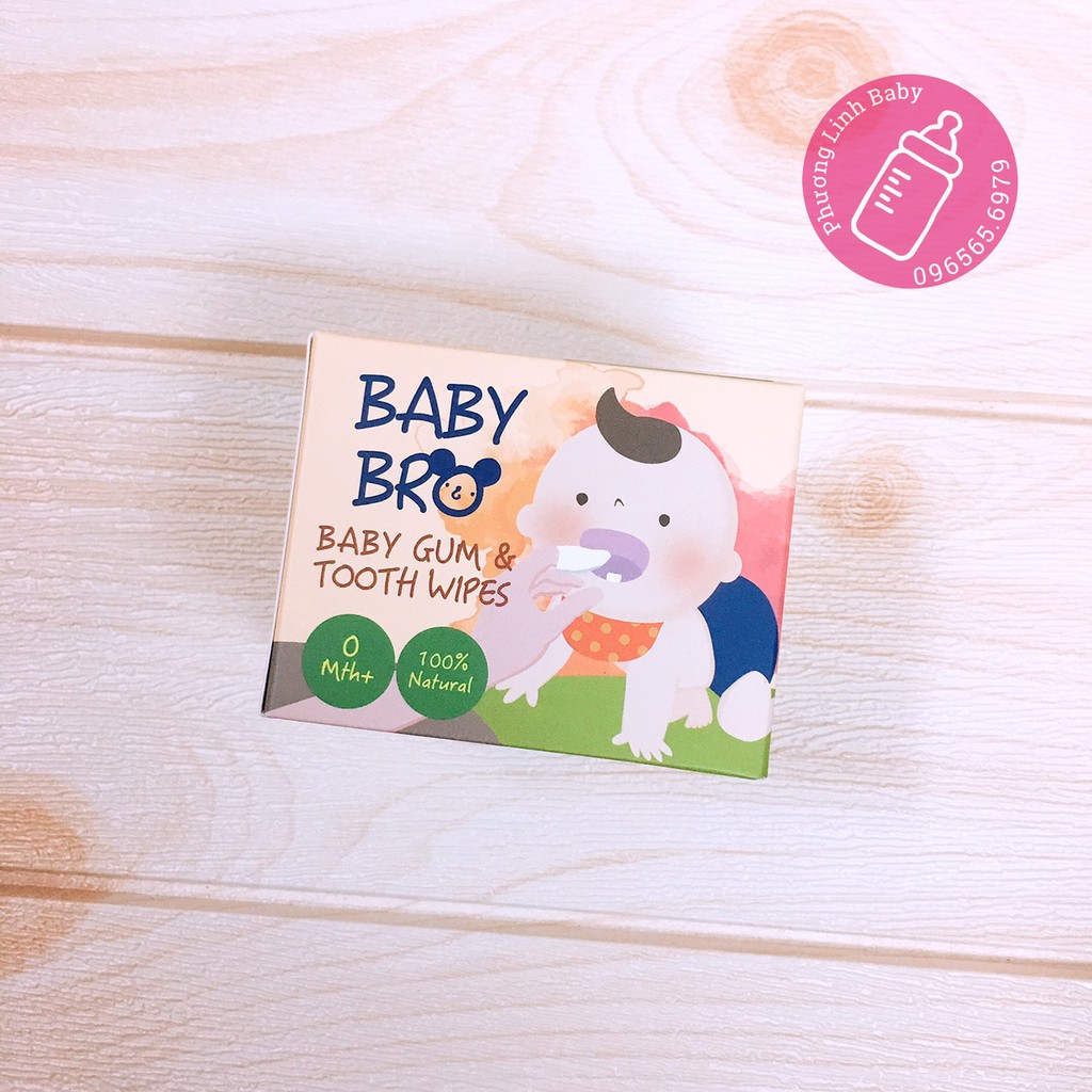 Ảnh Thật [Date 7/2022] Hộp 25 khăn lau răng miệng rơ lưỡi Hàn Quốc Baby Bro Dành Cho Bé Babybro