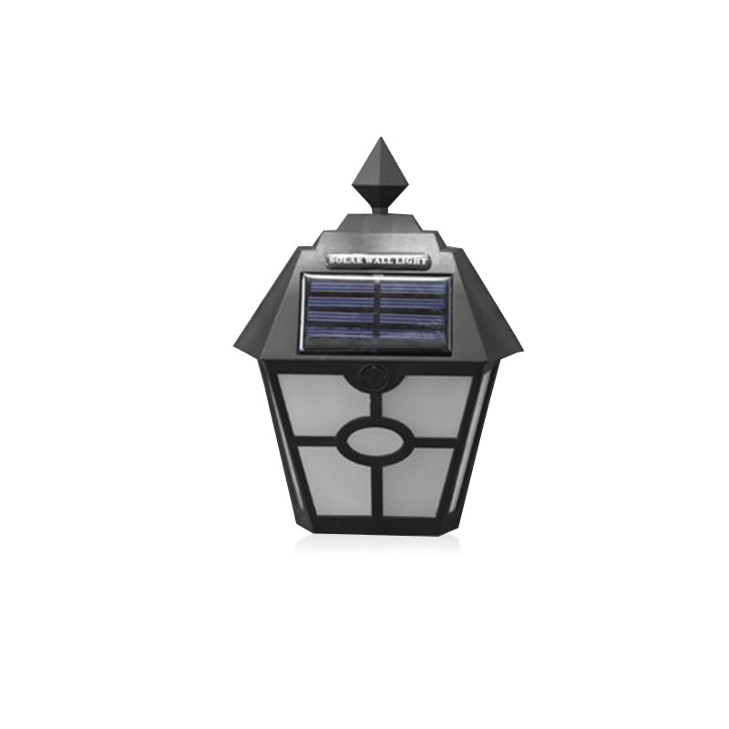 Black Retro Solar Power Fence Lamp 