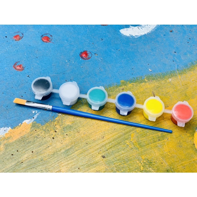 Bộ 12 Màu Vẽ Acrylic 3ml Kèm 2 Cọ Vẽ - Màu Acrylic Mini Tô Vẽ Đồ Chơi Gỗ, Áo, Tô Tượng, Vẽ 3D, Giày, Thủy Tinh,