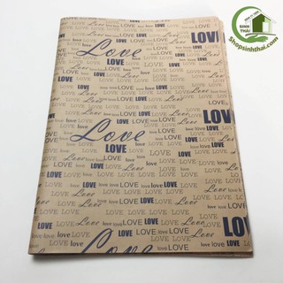 Giấy báo chữ lớn gói hoa, giấy kraft gói quà màu cafe sữa, giấy cao cấp, dai dày 50cm x 70cm - chọn số lượng