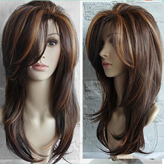 Bộ tóc dài giả so le tầng kiểu dáng cá tính chất liệu tóc sợi chịu nhiệt cao