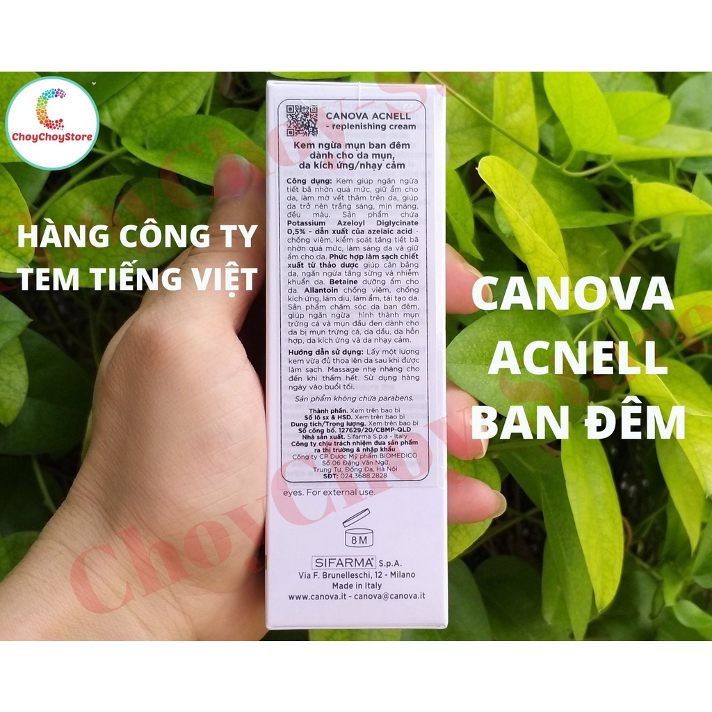 [TEM CTY] CANOVA Acnell &amp; Acnell 50+ (50mL) - Kem ngừa mụn ban đêm / ngày dành cho da mụn, nhạy cảm