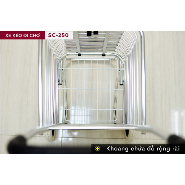 Xe kéo hàng đi chợ gấp gọn 2 bánh nhập khẩu FUJIHOME SC-250, xe đẩy đi chợ siêu thị mini gấp gọn đa năng gia đình