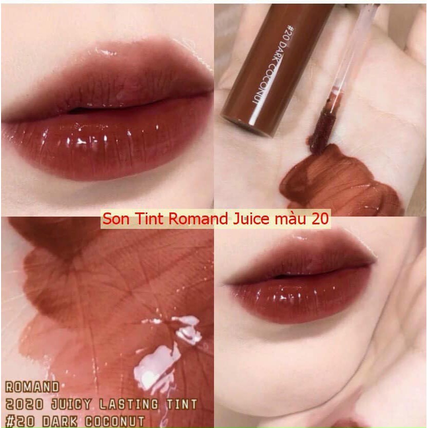 Son Tint Romand Juicy Lasting Tint No.20 Dark Coconut- cam nâu dừa