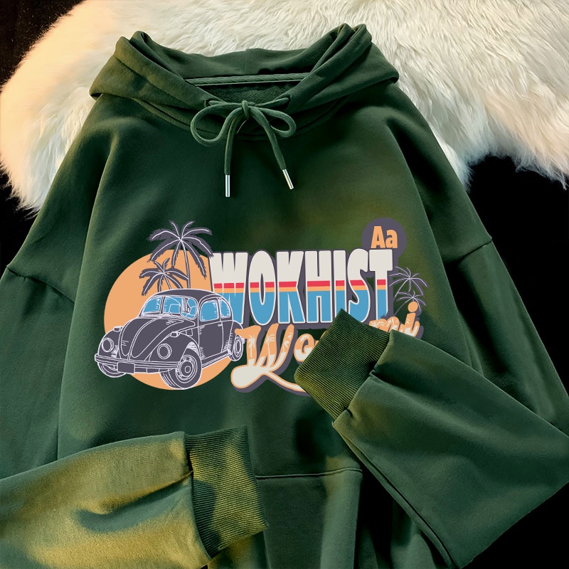 NRVP Áo Khoác Hoodie Tay Dài Dáng Rộng In Họa Tiết Phong Cách Hàn Quốc Dành Cho Nam Nữ