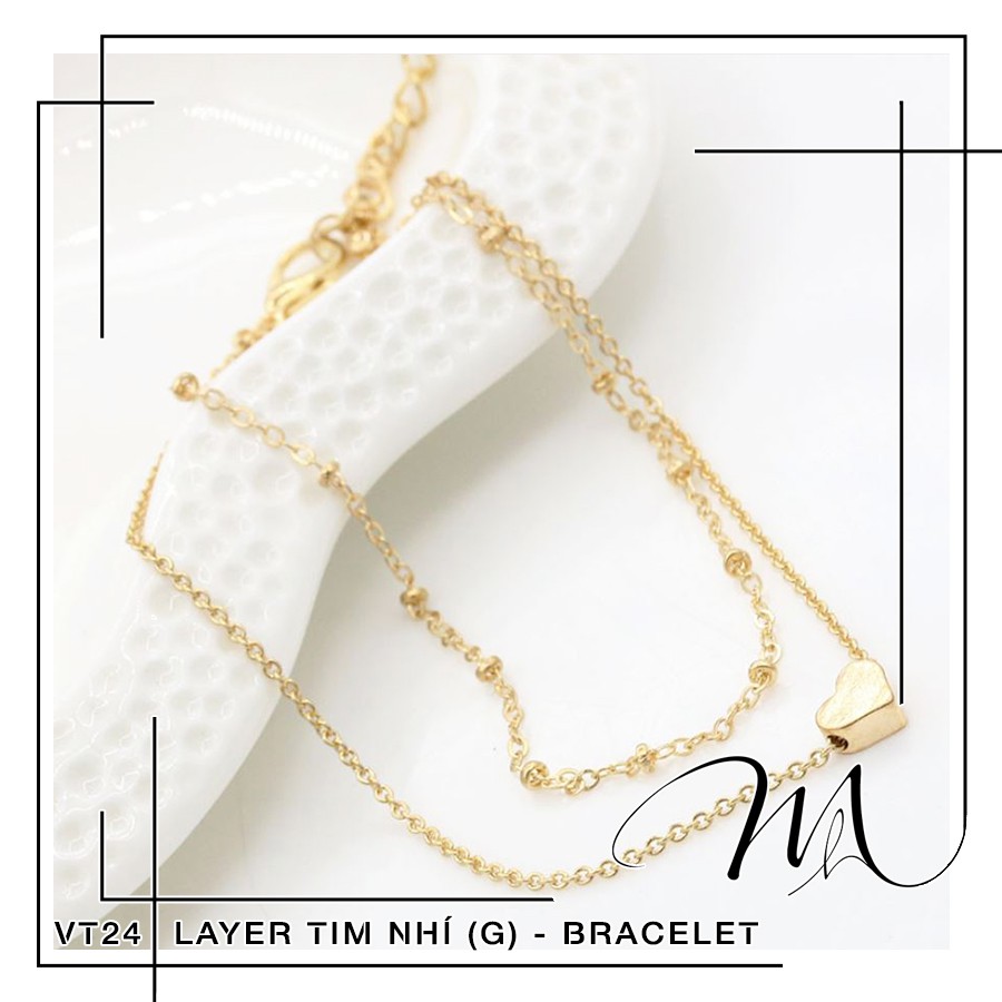 Lắc chân nữ Titan dây đôi hình trái tim nhỏ xinh xắn - Măng’s House LC10