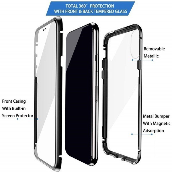 Ốp điện thoại khung kim loại từ tính bao phủ 360° cho iPhone 7 6S Plus XS MAX XR 8