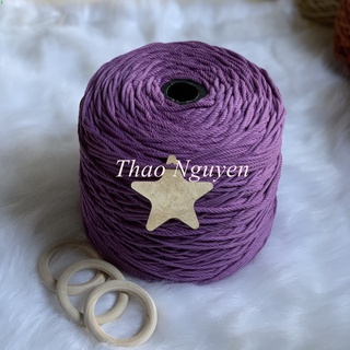 Dây thừng đan macrame, dây cotton. Màu Tím Lavender