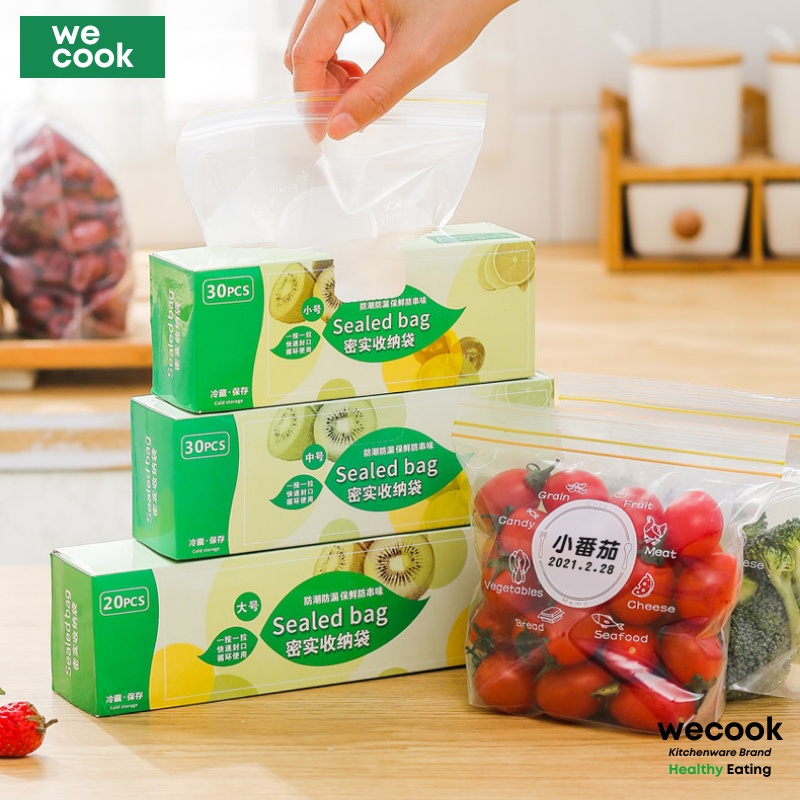 Túi bảo quản thực phẩm, trữ đông tủ lạnh khóa zip WECOOK tái sử dụng nhiều lần, không mùi, dai bền chống nước (