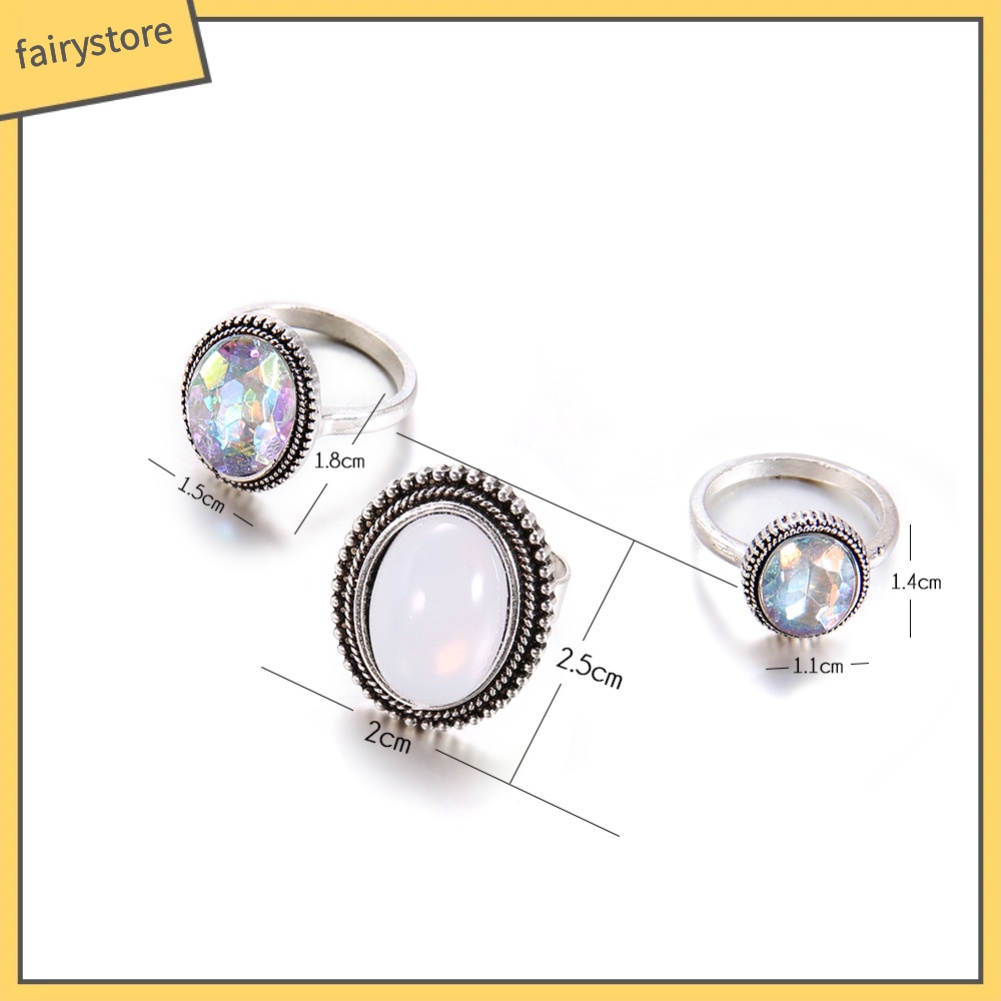 Set nhẫn đính đá nhân tạo thời trang nữ dễ thương