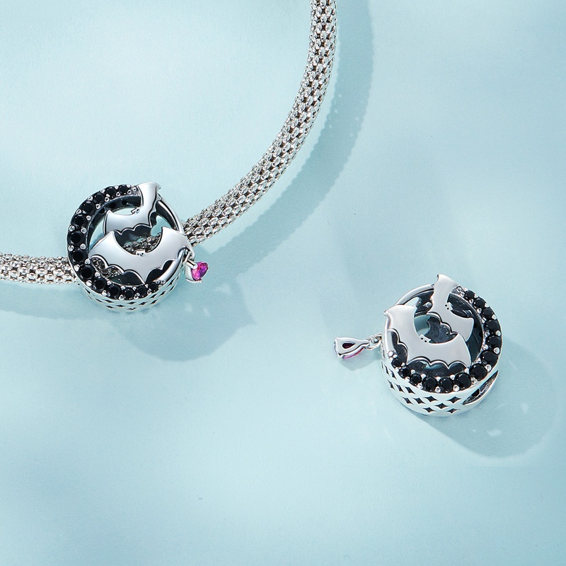 BAMOER Hạt Bạc 925 Hình Dơi Dùng Làm Vòng Đeo Tay Và Vòng cổ