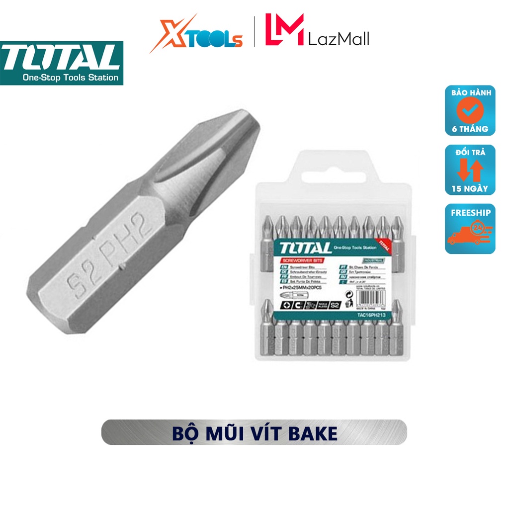 Bộ mũi vít bake 20 chi tiết TOTAL | bộ mũi vít tháo lắp các thiết bị có hình bake [CHÍNH HÃNG] [XTOOLs]