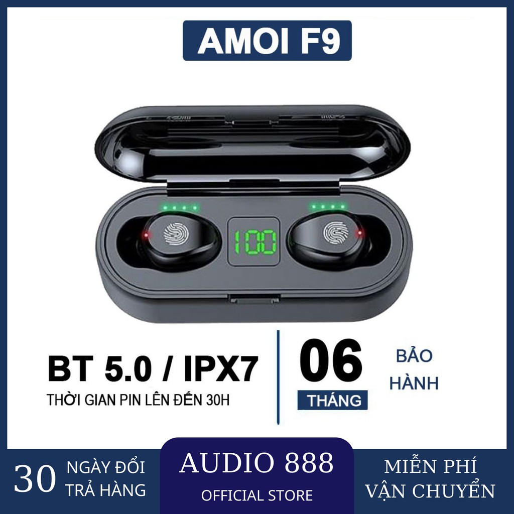 Tai nghe Bluetooth Amoi F9 Bản Quốc Tế,Không Dây chống nước IPX7, Cảm Biến Vân Tay ,Pin 280 giờ, Kèm sạc dự phòng