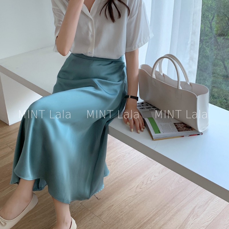 Chân Váy Lụa Satin Xòe Chữ A Dáng Dài Cao Cấp - HÀNG QUẢNG CHÂU