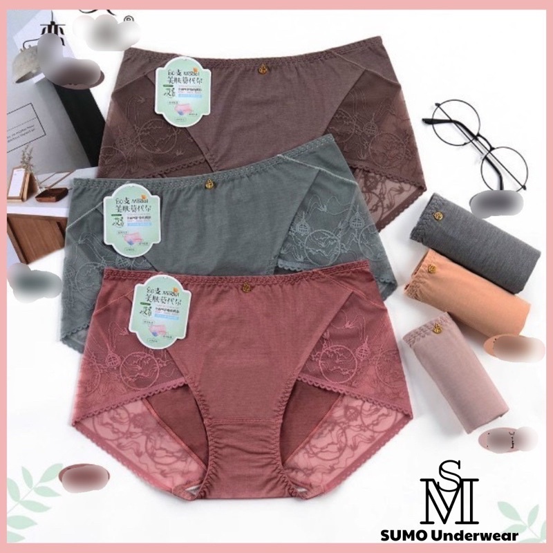 (Sét 3c) Quần lót nữ cotton cao cấp phối ren, đáy lót kháng khuẩn. Phom 60-70kg. Q849