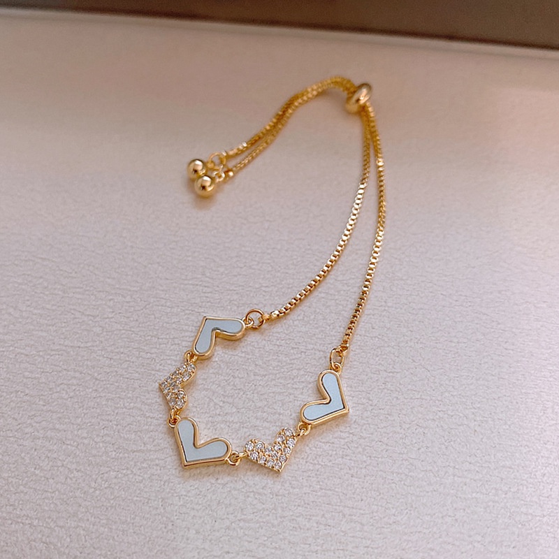 Vòng tay nữ mặt trái tim tình bạn lắc tay đính đá zircon phong cách vitage June accessories