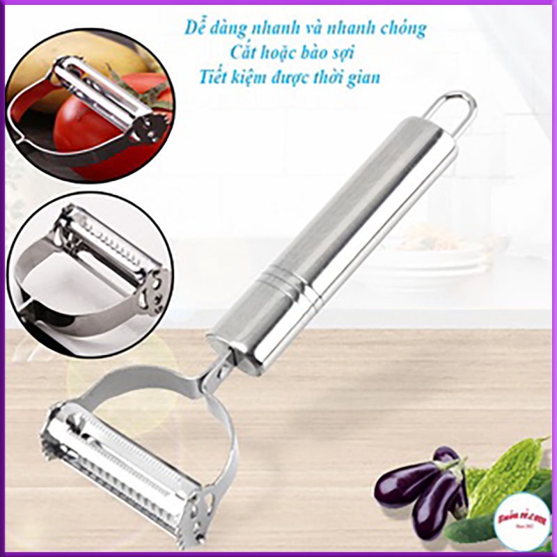 Nạo Rau Củ inox Đa Năng 2 in 1, Nạo Hoa Quả 2 Lưỡi Bào Sợi Tiện Lợi, Giá Rẻ Dụng Cụ Nhà Bếp Nấu Ăn