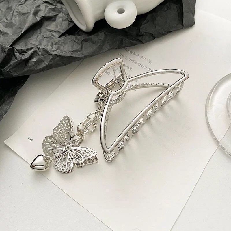 Kẹp Tóc kim Loại kèm móc khoá Bướm phong cách Hàn Quốc