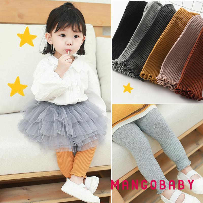 Quần Legging Dài Lưng Cao Co Giãn Màu Sắc Trơn Thời Trang Mùa Hè Cho Bé Gái 6 Tháng - 4 Tuổi