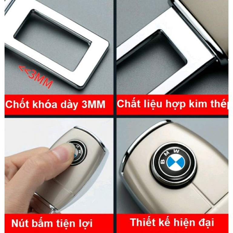 1 Chốt cắm đai an toàn, chốt chồng đai ngắt chuông cho ô tô - Có thể cắm nối tiếp - Chất liệu Inox mạ Crom cao cấp