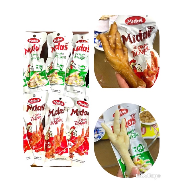 Sỉ 1 thùng chân gà cay Midass 160 chiếc 40-55g/chiếc, chân gà cay Tứ Xuyên