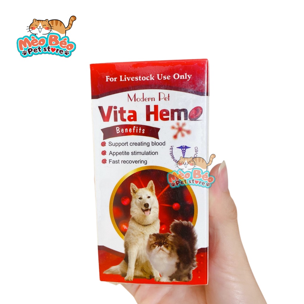 Bổ máu cho chó mèo VITA-HEM hỗ trợ tạo máu kích thích thèm ăn - chai 100ml