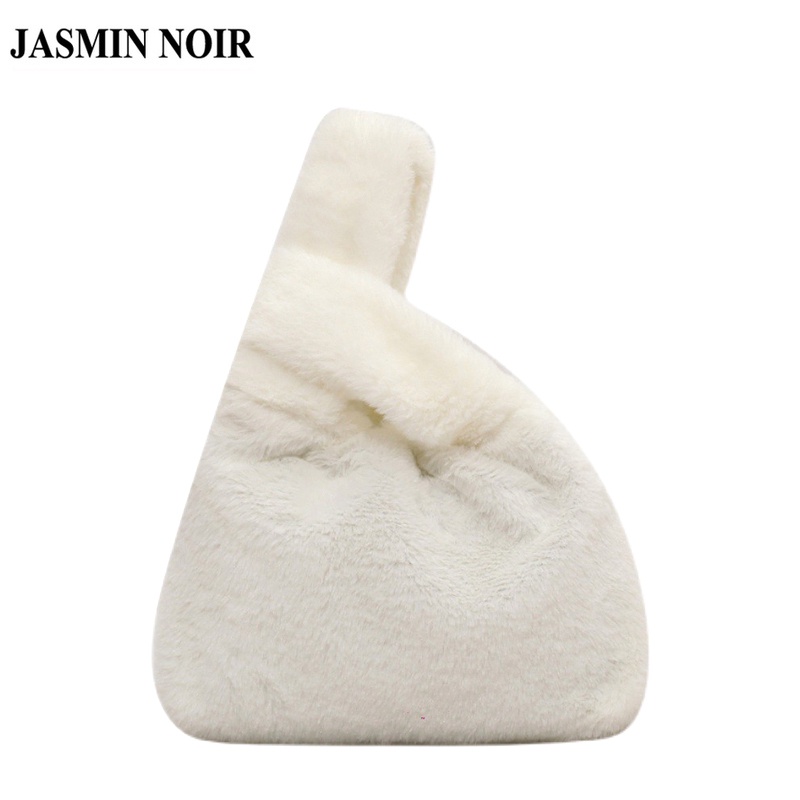 Túi tote Jasmin Noir vải lông dáng vuông nhỏ thời trang đơn giản cho nữ