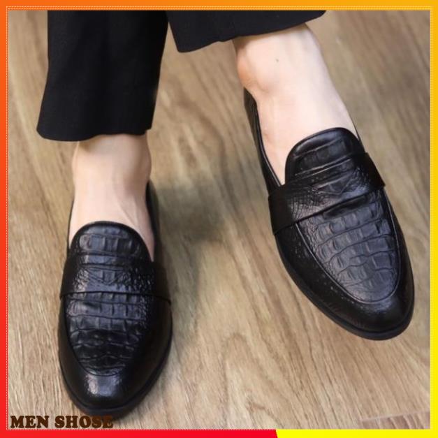 Giày Lười Nam Dập Vân Cá Sấu  đế khâu bền bỉ _ mã x091
