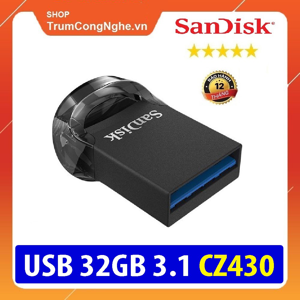 USB 3.1 SanDisk CZ430 32GB Ultra Fit Flash Drive tốc độ upto 130MB/s - Tốc độ cao