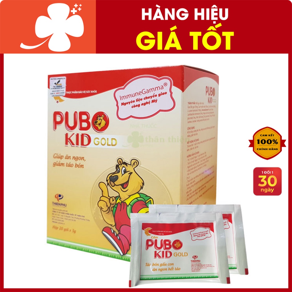 Táo bón gấu con PUBO KID GOLD – ăn ngon không lo táo ở trẻ, giúp tăng cường chuyển hóa và hấp thu (20 gói)