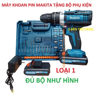Máy khoan pin Makita 77V 3 chức năng kèm bộ phụ kiện 18 cấp độ trượt bắt vít tôn khoan tường