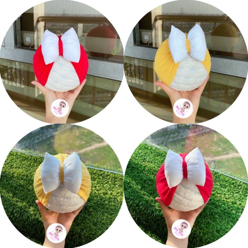 MŨ TURBAN CHO BÉ RẺ ĐẸP CHẤT COTTON MỀM MỊN - THẮT NƠ XINH XẮN