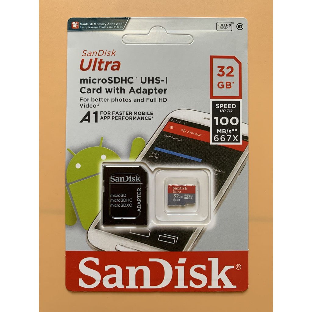 Thẻ nhớ 32GB/64GB Micro SD Sandisk Ultra A1 100MB/s BH 5 năm + Ad | BigBuy360 - bigbuy360.vn