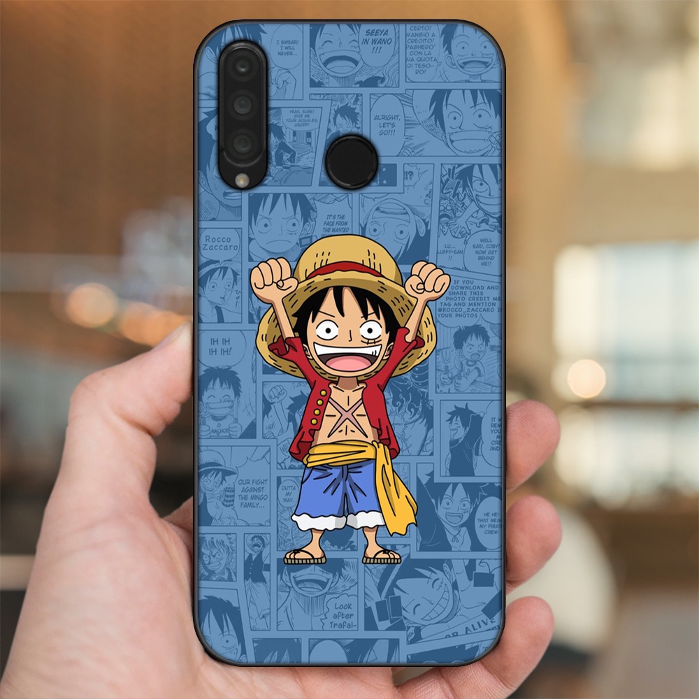 Ốp lưng Huawei P30 Lite, Nova 4e viền đen in hình Luffy One Piece
