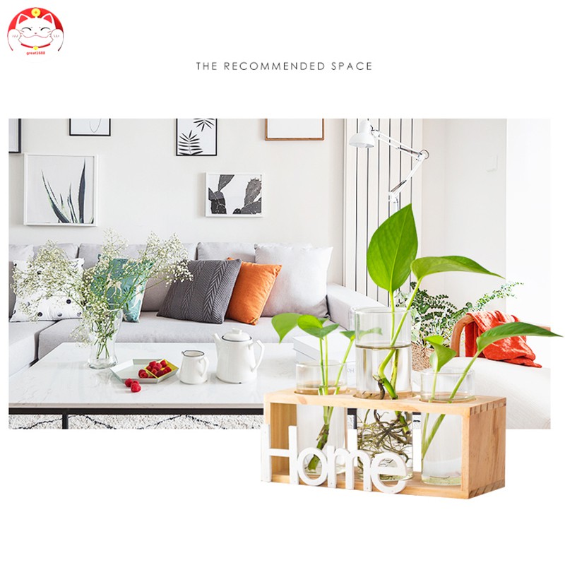 Giá Đỡ Treo Bằng Gỗ Đựng Chậu Thủy Tinh Trồng Cây Thủy Canh Dùng Trang Trí Nhà Cửa