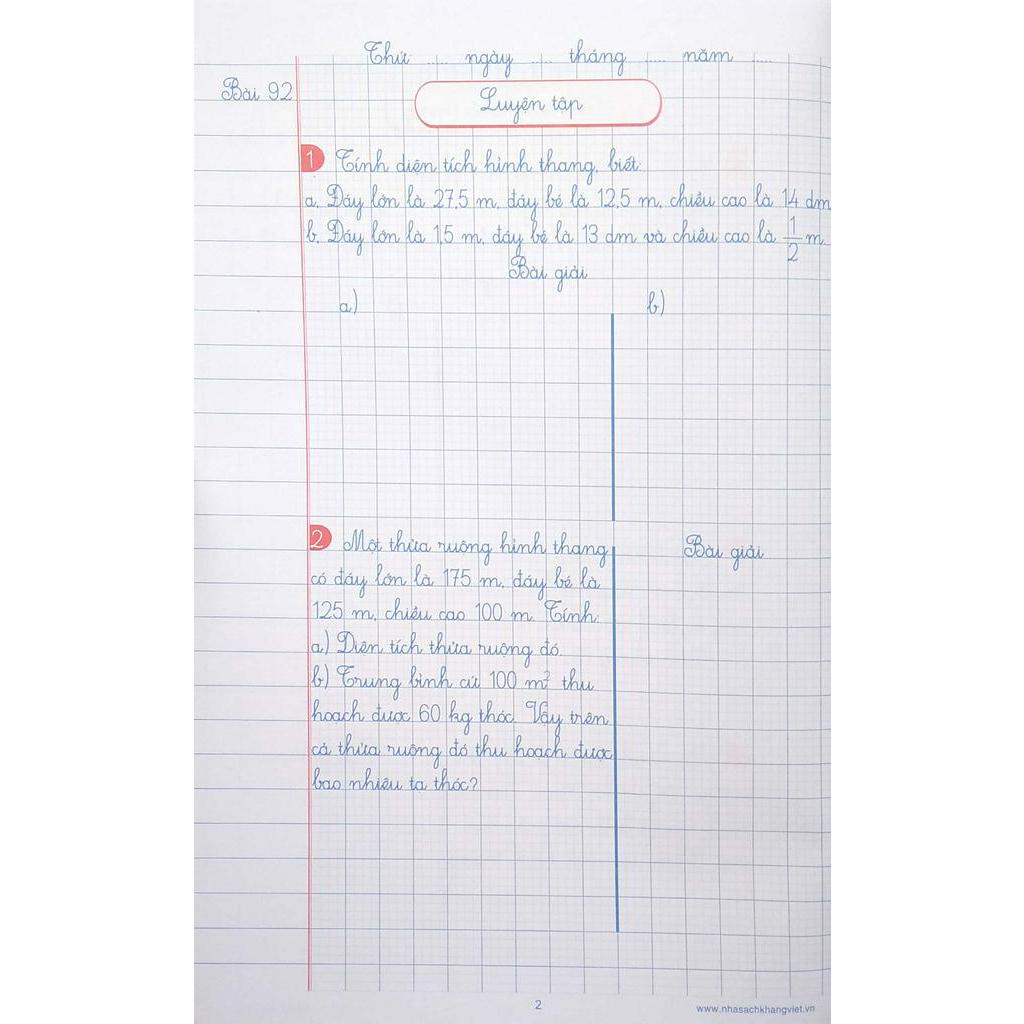 Sách Vở Ô Li Bài Tập Toán 5 - Quyển 2