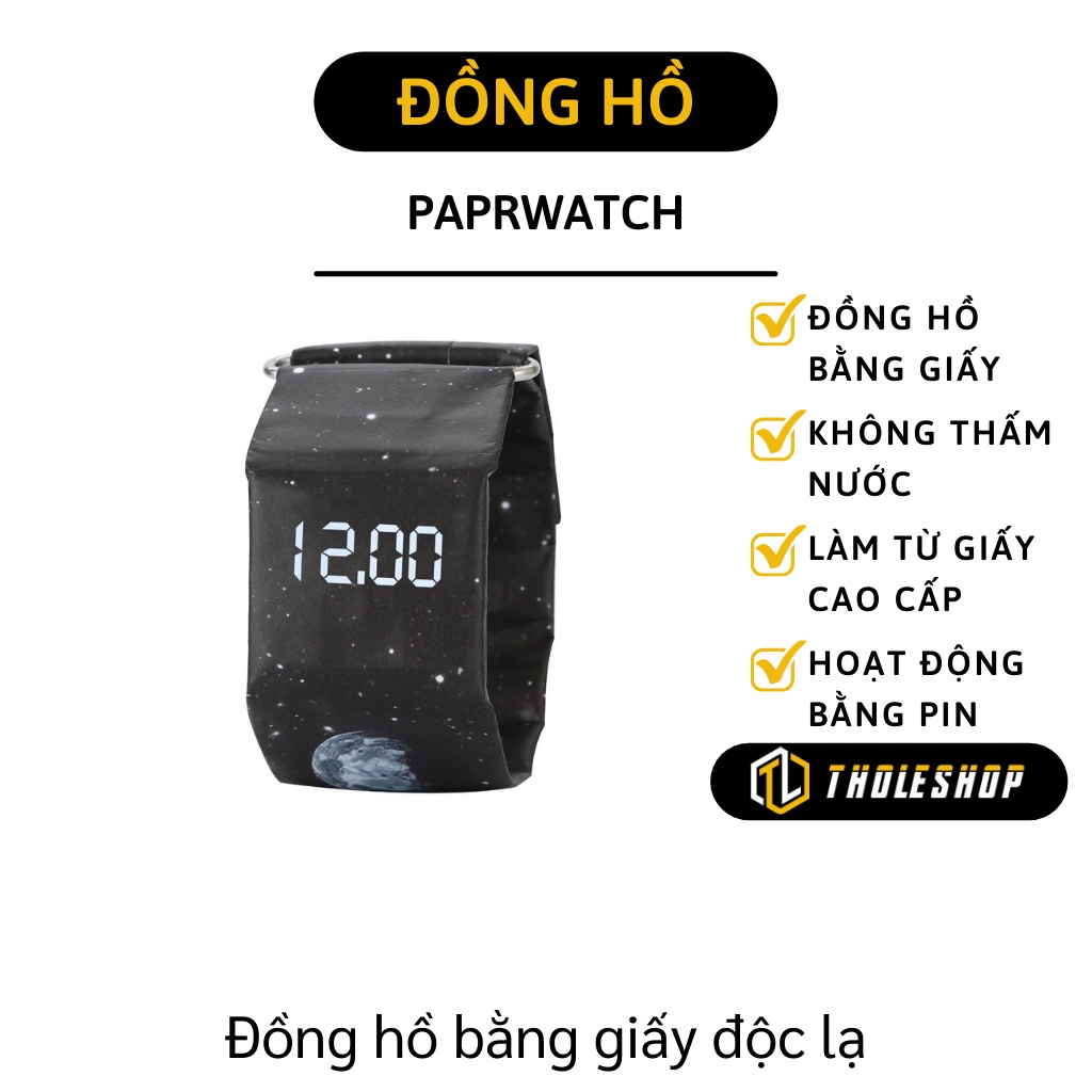 Đồng Hồ Điện Tử Nam Nữ Có Mặt Led Bằng Giấy Dupont Không Thấm Nước Độc Lạ 8226