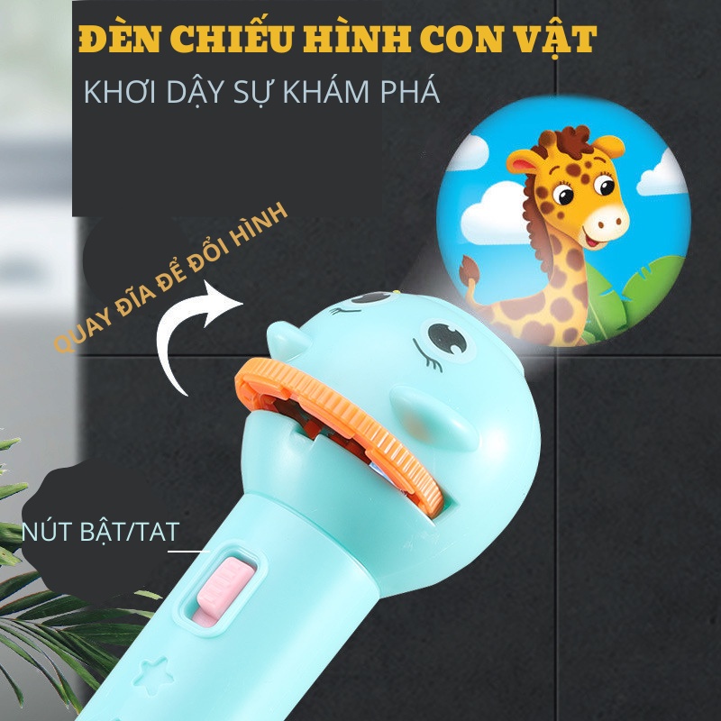 Đồ chơi đèn pin chiếu hình cho bé, đồ chơi giáo dục đèn và thẻ chiếu hình ngộ nghĩnh datas
