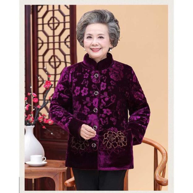 Áo ấm cho bà lót lông cao cấp_nhung